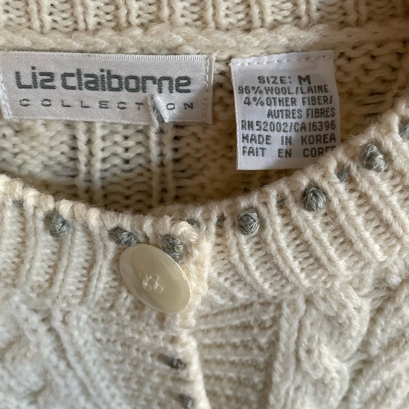 Vintage Liz Claiborne Wool Cardigan Sweater - Picture 2 of 6